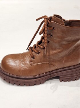 76057特价清版圆头粗跟时装靴女靴子短靴马丁靴工装靴机车靴