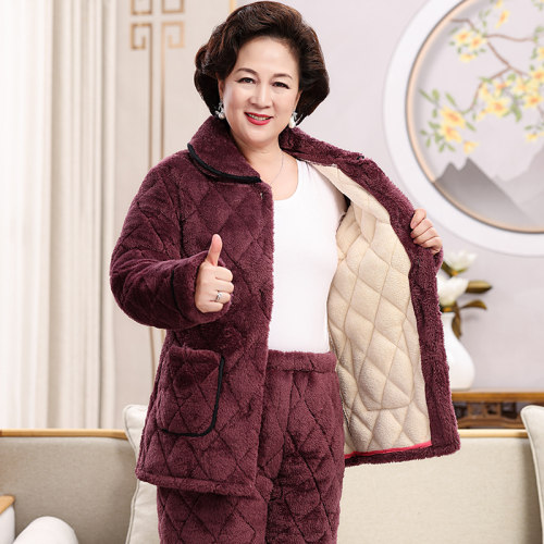 轩朵淇长毛绒冬季睡衣女加绒加厚