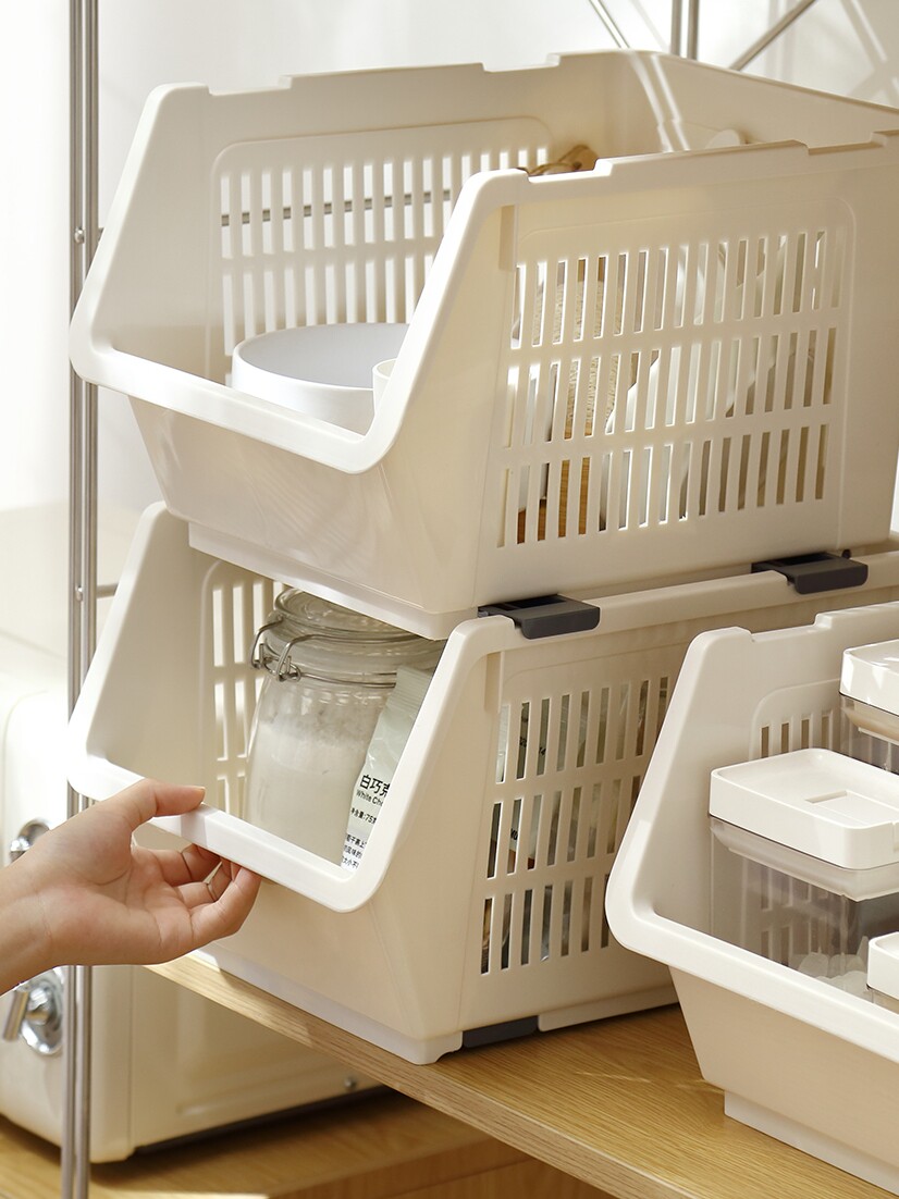 주방 보관 바구니는 선반으로 쌓을 수 있습니다. 어린이 장난감 보관 상자 바구니 주최자 다층 과일 및 야채 바구니 플라스틱