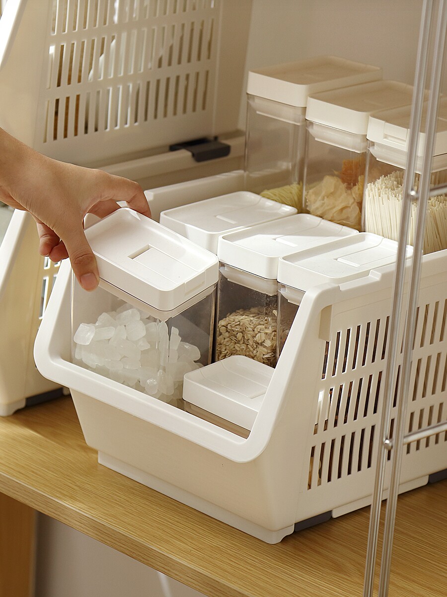 주방 보관 바구니는 선반으로 쌓을 수 있습니다. 어린이 장난감 보관 상자 바구니 주최자 다층 과일 및 야채 바구니 플라스틱