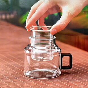 迷你玻璃墩墩壶茶水杯男女士个人专用家用小巧透明泡茶壶茶水分离