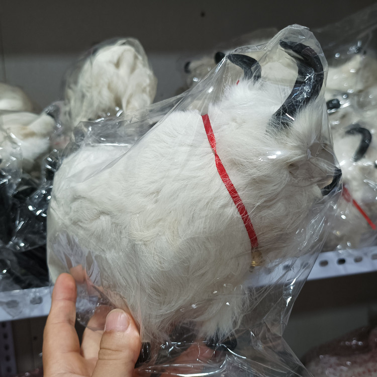 티베트 야크 모델 화이트 야크 장식품 시뮬레이션 동물 작은 야크 소품 봉제 인형 민족 수공예품