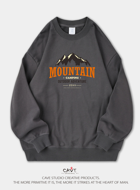 衫国演义CAVE男女通码350克全棉毛圈圆领卫衣mountain大山