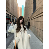 长款 Mengling梦玲 口羊毛双面昵冬季 狐狸毛袖 高级感大衣 矜贵大衣