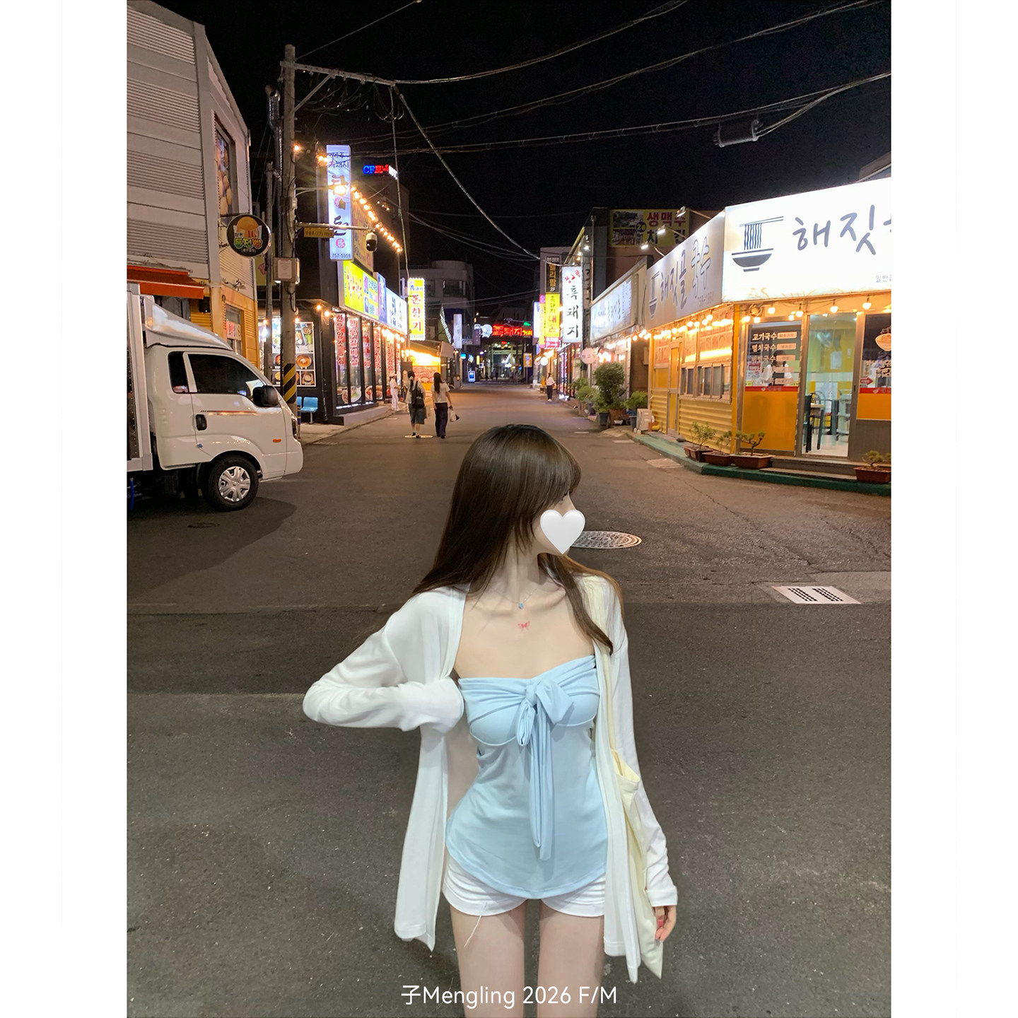 子Mengling 冰蓝日记 蝴蝶结抹胸吊带背心特调多巴胺纯欲上衣开衫