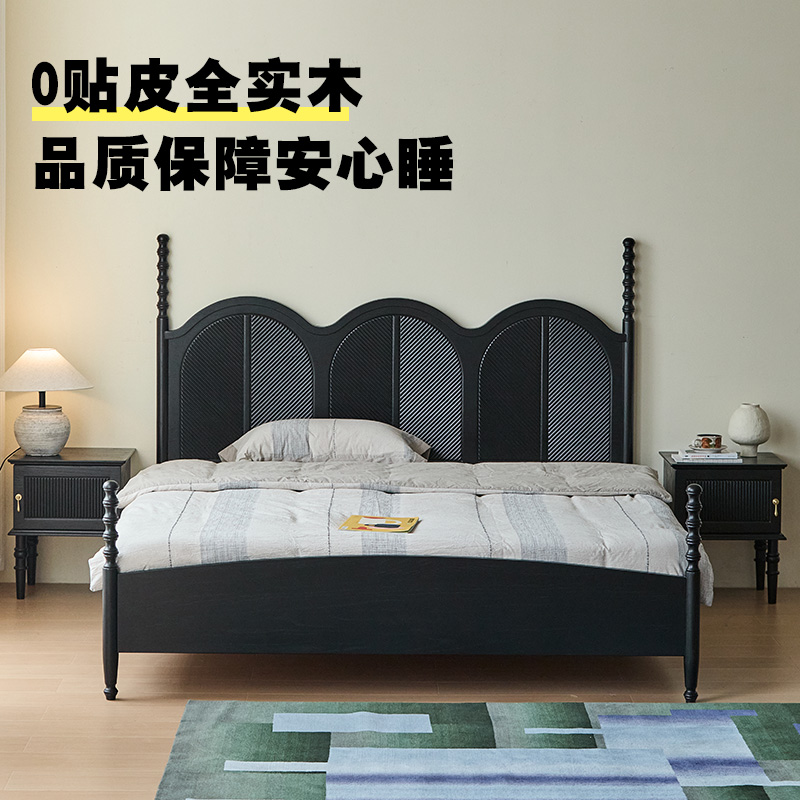 北欧全实木双人床主卧橡木