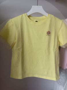 马其顿女童T恤网纱袖子短袖T恤