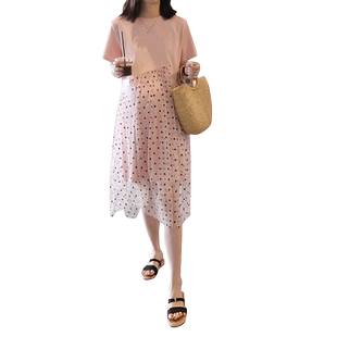 孕妇连衣裙仙女超仙T恤裙韩版时尚宽松大码过膝长裙孕妇夏装裙子