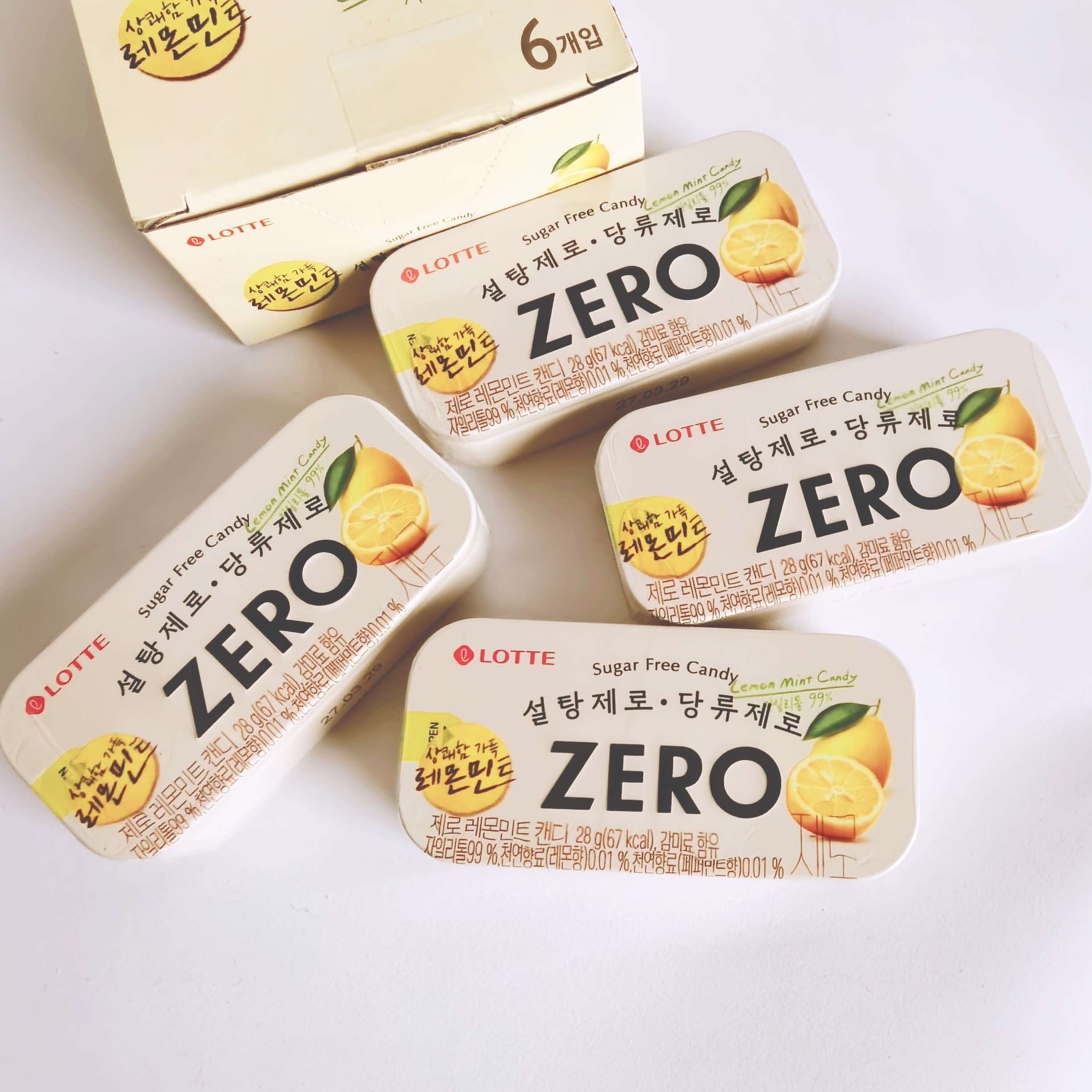 韩国进口零食乐天lotte柠檬水蜜桃薄荷糖zero无蔗糖木糖醇解腻