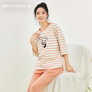 好波波波熊系列休闲圆领套头睡衣女卡通可爱可外穿家居服HJZ2412