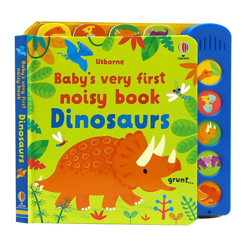 Usborne英文原版 宝宝的首本恐龙发声书Baby's Very First Noisy Book Dinosaurs 闹闹有声书触摸发声书聆听各种声音低幼启蒙