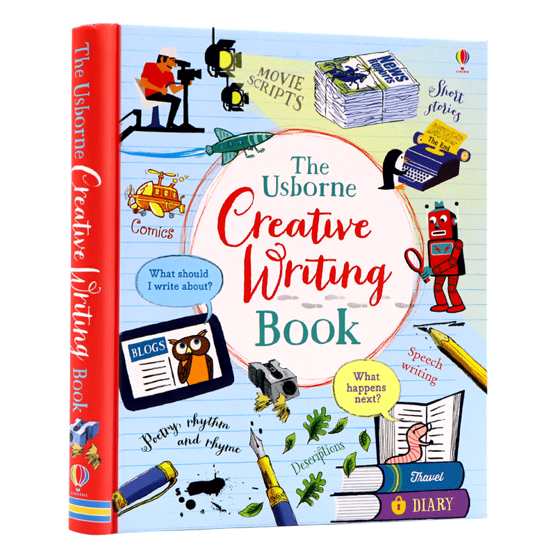 Usborne出品 创意写作书 英文原版绘本 Creative writing book 8+儿童趣味插图英文学习指南 英语写作指导工具书 英语启蒙练习册