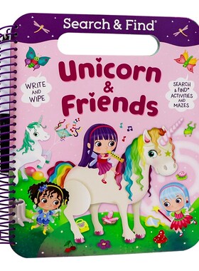 现货 可擦写独角兽和朋友们 英文原版My First Wipe-Clean Unicorn   Friends  进口原版图书儿童书籍翻页 Kidsbooks Publishing