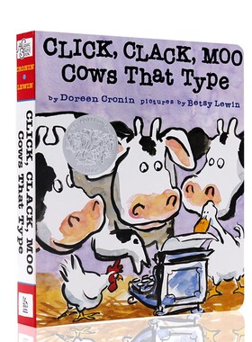 咔嗒 咔嗒 哞 奶牛会打字 嘻哈农场系列 Click Clack Moo Cows That Type 英文原版绘本凯迪克银奖廖彩杏纸板书幽默搞笑亲子共读