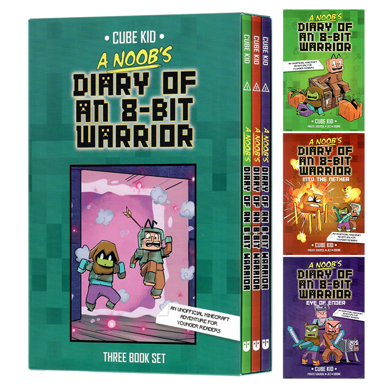 8位元英雄史蒂夫战士1-3册盒装英文原版小说 A Noob's Diary of an 8-Bit Warrior 我的世界背景桥梁书友谊与冒险全彩插图课外读物