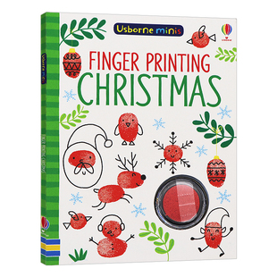 幼儿英语益智活动绘画 Mini Printing Christmas Finger Usborne Books 9岁 圣诞迷你手指涂鸦附印章 儿童艺术 英文原版