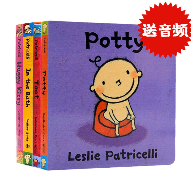 小毛孩小脏孩绘本4册 Potty Tubby Toot Huggy Kissy 英文原版书籍一根毛幼儿启蒙认知纸板书行为习惯培养Leslie Patricelli0-3岁