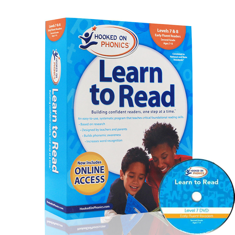 英文原版 自然拼读法Hooked on Phonics Learn to Read 2nd Grade Ages 7-8 Complete 儿童自然拼读教材迷上语音系列附DVD