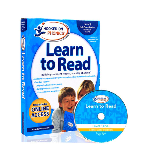 英文原版 自然拼读教材迷上语音第8级别 Hooked on Phonics Learn to Read Second Grade Level 8 附DVD 美国少儿英语语言学习教材