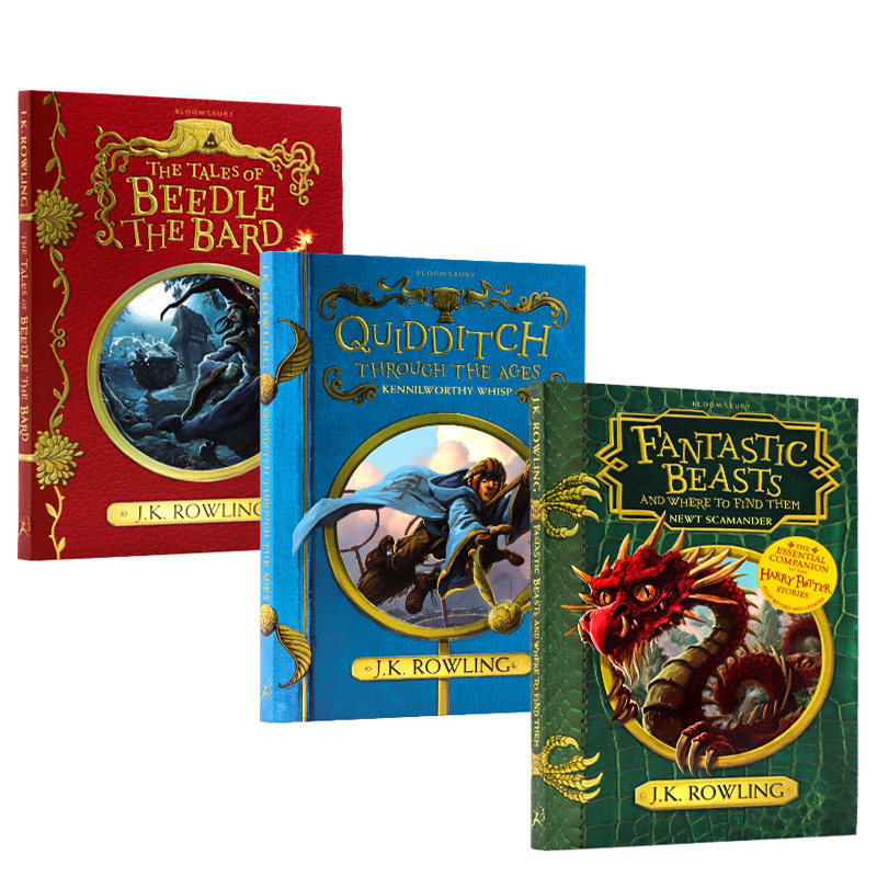哈利波特外传3册 英文原版小说 Harry PotterThe Hogwarts Library 霍格沃茨学校图书馆 神奇动物在哪里 诗翁彼豆故事集 魁地奇球