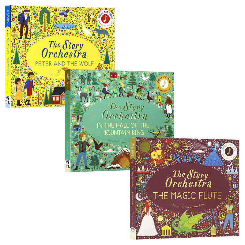 管弦乐队音乐故事发声书3册英文原版绘本 The Story Orchestra  山王殿/莫扎特 魔笛/彼得与狼 布封精装收藏版进口书籍