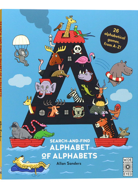 字母表大发现英文原版绘本 Search and Find Alphabet of Alphabets 字母表艺术插画寻找游戏儿童启蒙认知26个字母创意方式进扣书