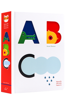 TouchThinkLearn ABC 小手摸摸全知道 ABC触摸纸板书  儿童字母单词认知 艺术早教启蒙 大开本纸板书 艺术大师Xavier Deneux