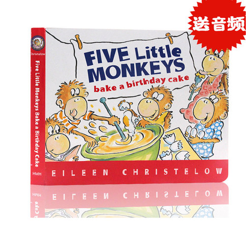 五只猴子烤蛋糕 纸板书 英文原版绘本 Five Little Monkeys Bake a Birthday Cake 幼儿童英语启蒙图画故事书亲子读物 韵律绘本