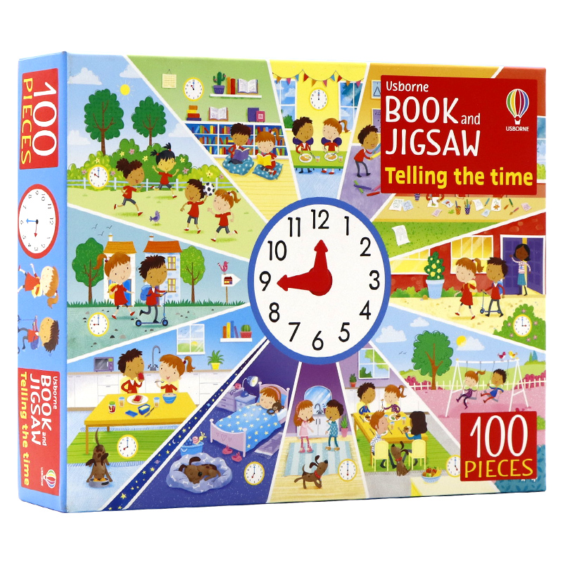 尤斯伯恩拼图游戏系列认识时间拼图游戏书英文原版 Usborne Book and Jigsaw Telling the Time儿童早教益智拼图玩具内含100片拼图