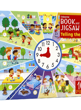 尤斯伯恩拼图游戏系列认识时间拼图游戏书英文原版 Usborne Book and Jigsaw Telling the Time儿童早教益智拼图玩具内含100片拼图