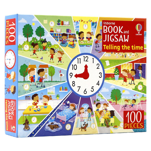 尤斯伯恩拼图游戏系列认识时间拼图游戏书英文原版 Usborne Book and Jigsaw Telling the Time儿童早教益智拼图玩具内含100片拼图