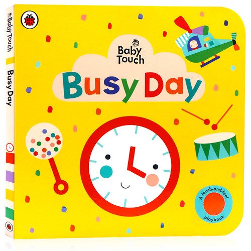 英文原版绘本Ladybird Baby Touch Busy Day 小瓢虫忙碌的一天触摸书 时间认知大开本纸板触摸翻翻书撕不烂0-1-2-3岁宝宝感官训练