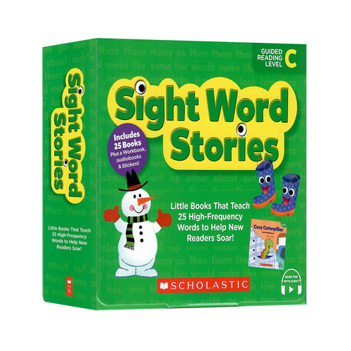 学乐高频词级别C 英文原版 Sight Word Stories Level C 25则高频词故事合集 附贴纸及家长手册儿童启蒙益智盒装绘本扫码听音频