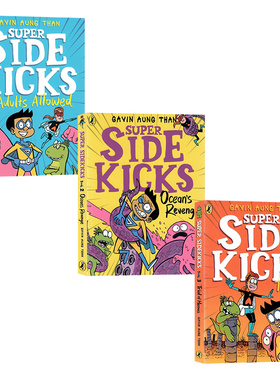 超级跟屁虫3册英文原版漫画 The Super Sidekicks No Adults Allowed/Ocean's Revenge/Trial of Heroes 幽默冒险奇幻故事桥梁书