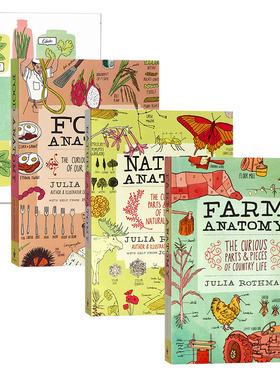 茱莉亚罗斯曼解剖学系列3本套装 英文原版 The Julia Rothman Collection Storey Publishing 全彩插图 农场+自然+食物解剖学