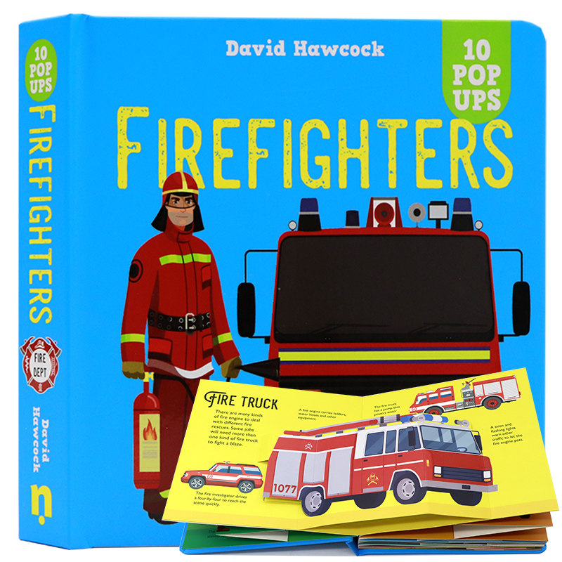 消防员弹出式立体书英文原版绘本 Amazing pop-ups Firefighters 儿童英语科普百科精装纸板全彩趣味3D视觉立体翻翻书