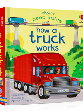 卡车的工作原理Usbrone偷偷看里面揭秘系列 Peep Inside how a truck works 英文原版进口图书卡车科普翻翻书英语绘本洞洞纸板书
