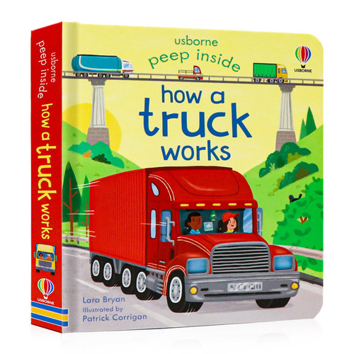 卡车的工作原理Usbrone偷偷看里面揭秘系列 Peep Inside how a truck works 英文原版进口图书卡车科普翻翻书英语绘本洞洞纸板书