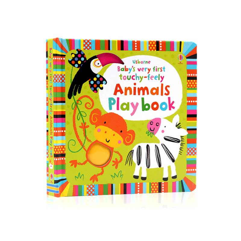 进口英文原版正版 Usborne出品 Baby's Very First Touchy-feely Animals Play Book宝宝的动物触摸书 认识小动物绘本洞洞书触摸书