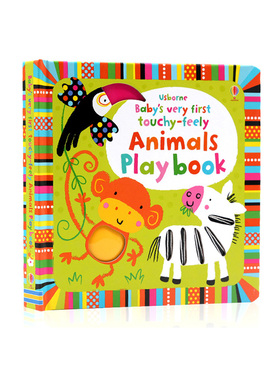 进口英文原版正版 Usborne出品 Baby's Very First Touchy-feely Animals Play Book宝宝的动物触摸书 认识小动物绘本洞洞书触摸书