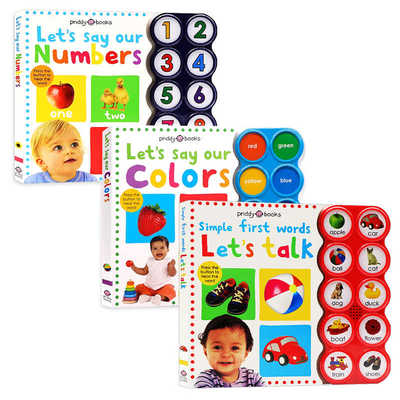 Simple First Words Let's Say Our Numbers/Colors 英文原版绘本 数字颜色发声书亲子互动 认知数字单词汇撕不烂纸板书Priddy