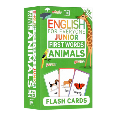 DK认读卡 人人学英语青少版 动物单词卡片盒装 英文原版 English for Everyone Junior First Words Animals Flash Cards 英语启蒙
