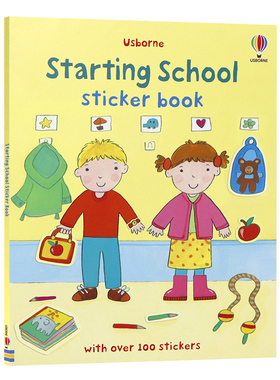 Usborne出品 上学校主题贴纸书  Starting School Sticker Book英文原版绘本 儿童趣味启蒙上学需要做的事情原装进口书籍