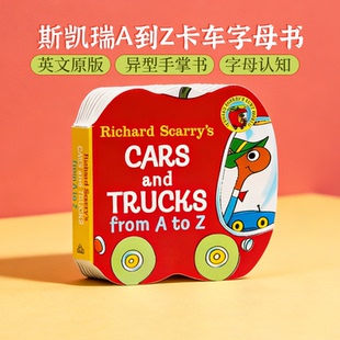 Scarry 入门纸板书斯凯瑞小卡车字母 3岁宝宝单词学习词典 英文原版 from Cars and Trucks 字母书Richard 绘本读物