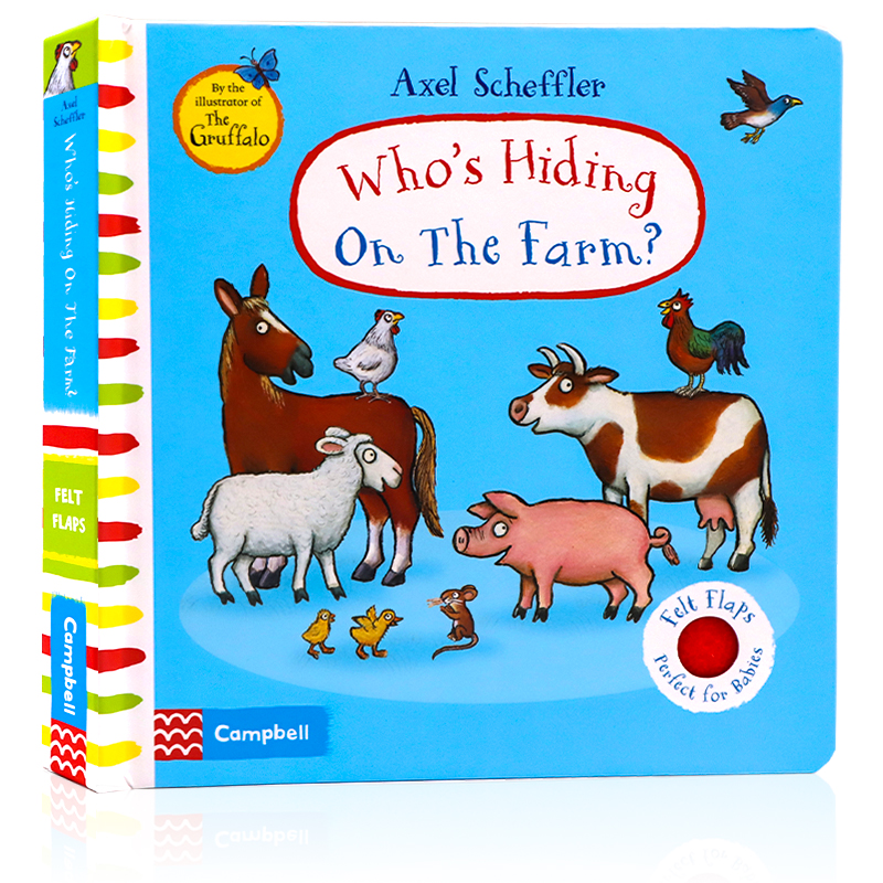 进口谁躲在农场里纸板触摸翻翻书