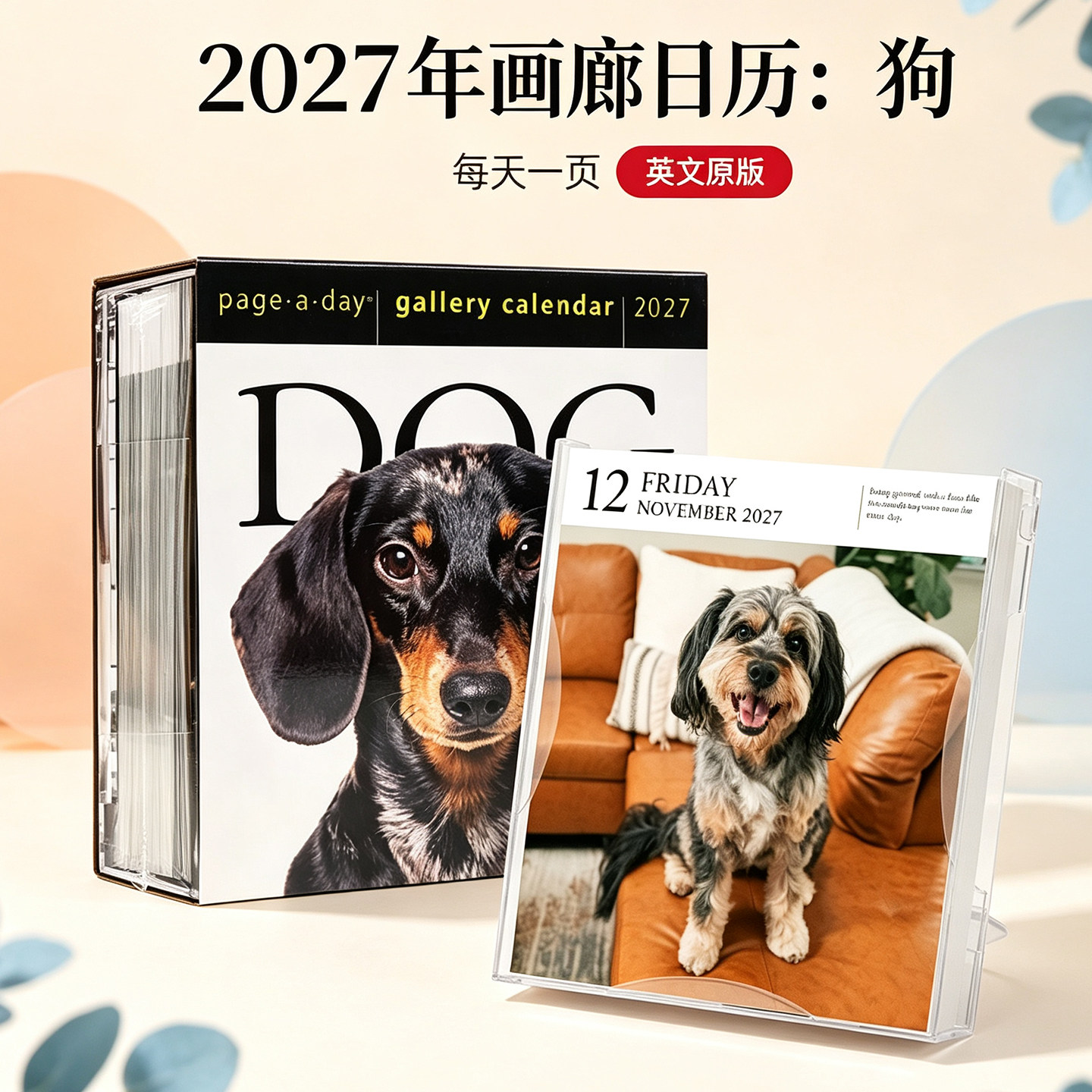 2027台历英文原版一天一页狗