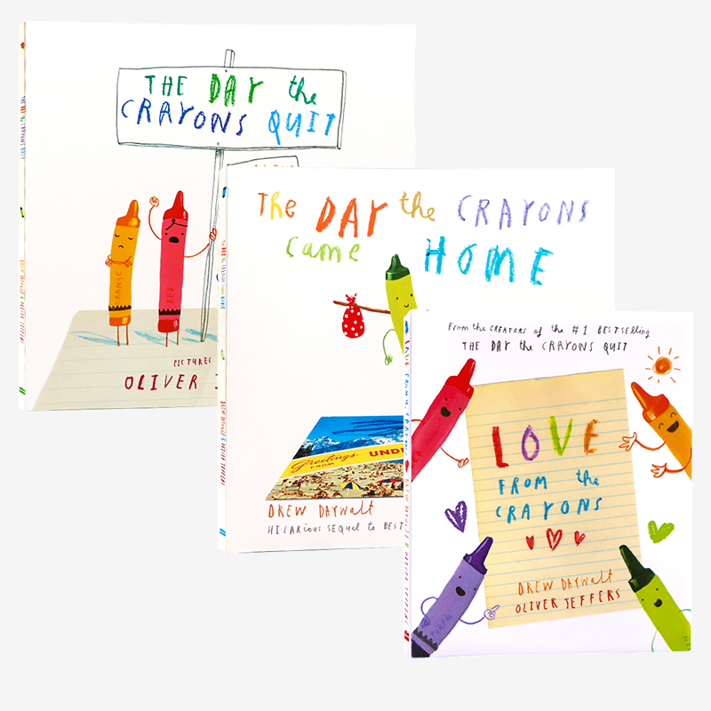 小蜡笔大罢工3册英文原版绘本The Day The Crayons Quit/Came Home名家Oliver Jeffers奥利弗杰弗斯儿童启蒙认知图画故事书