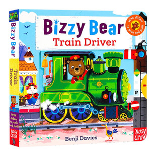 进口英文原版正版 Bizzy Bear Train Driver小熊很忙系列 忙碌的火车司机 低幼儿童机关玩具纸板书操作书 儿童启蒙玩具 亲子互动书