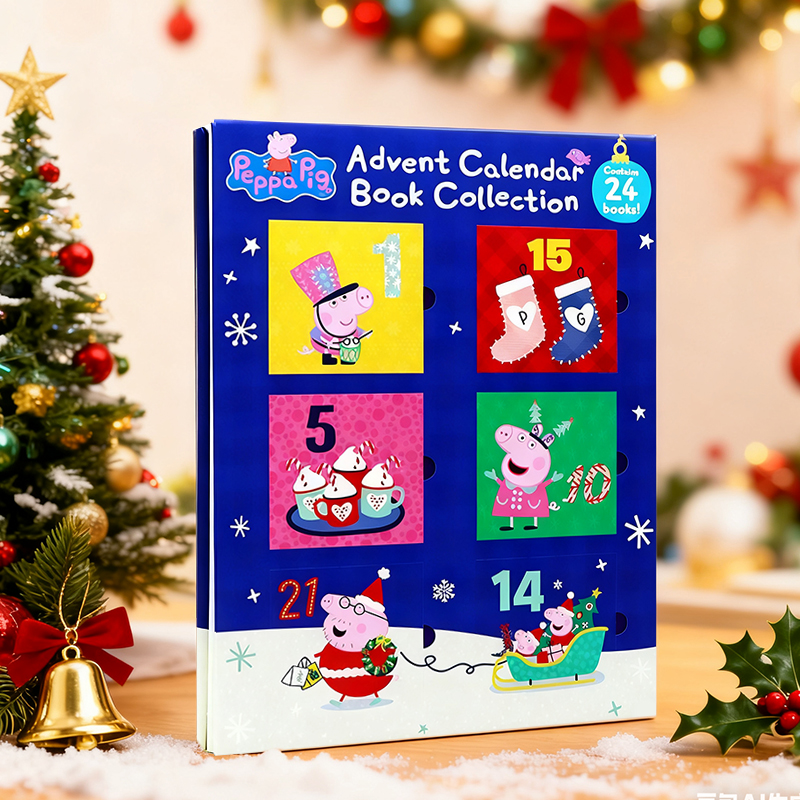 小猪佩奇圣诞倒数日历 24册 盲盒书 Peppa Pig  Advent Calendar Book 英文原版绘本 24本迷你故事书 节日礼品 搭小猪佩奇睡前故事