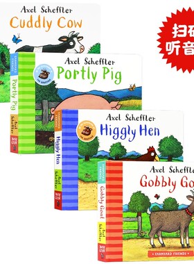 Farmyard Friends系列4册 农场母鸡 英文原版绘本 Portly Pig/Higgly Hen /Gobbly Goat 幼儿童英语动物故事纸板书 Axel Scheffler